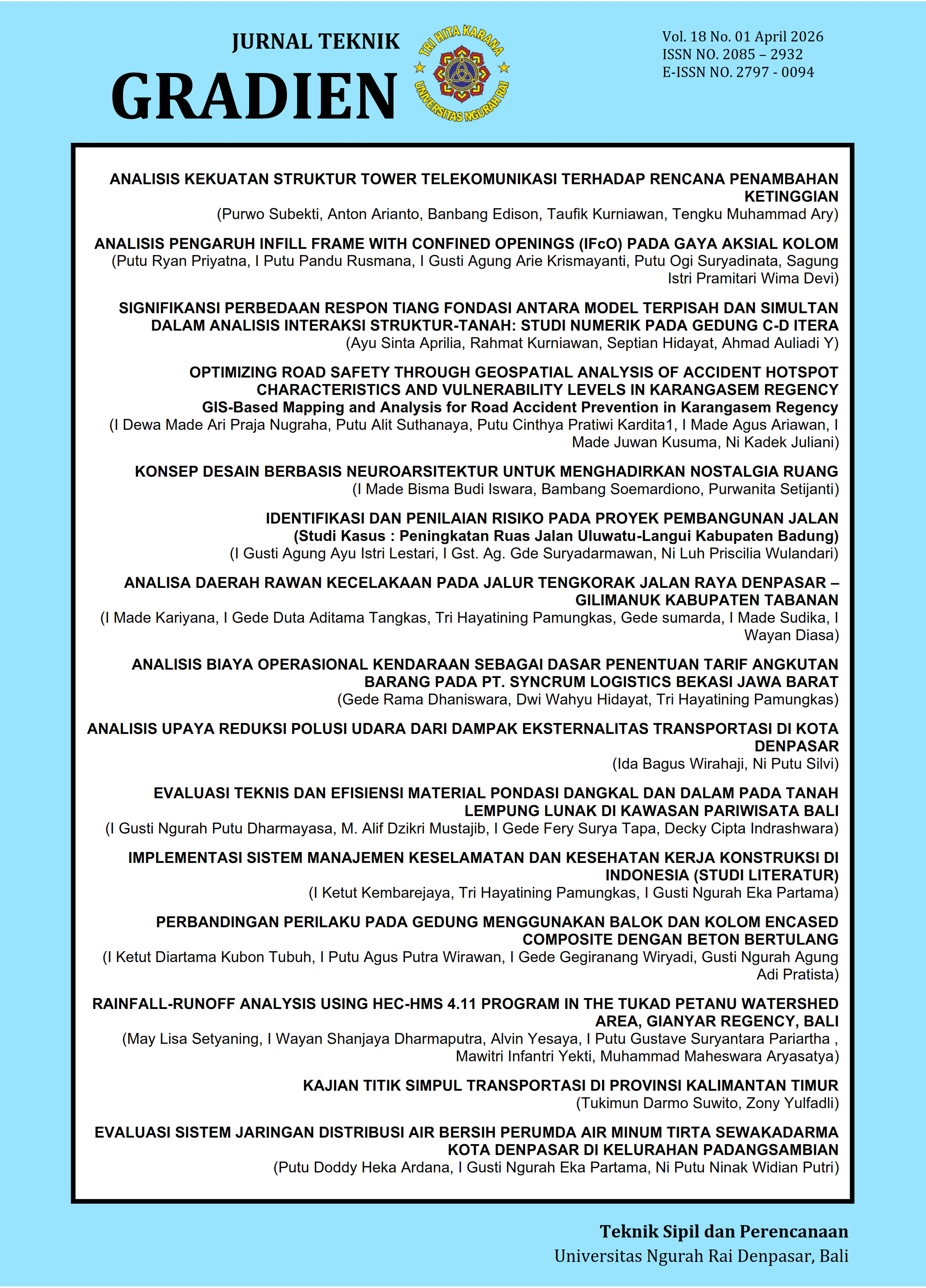 					View Vol. 18 No. 01 (2026): JURNAL TEKNIK GRADIEN
				