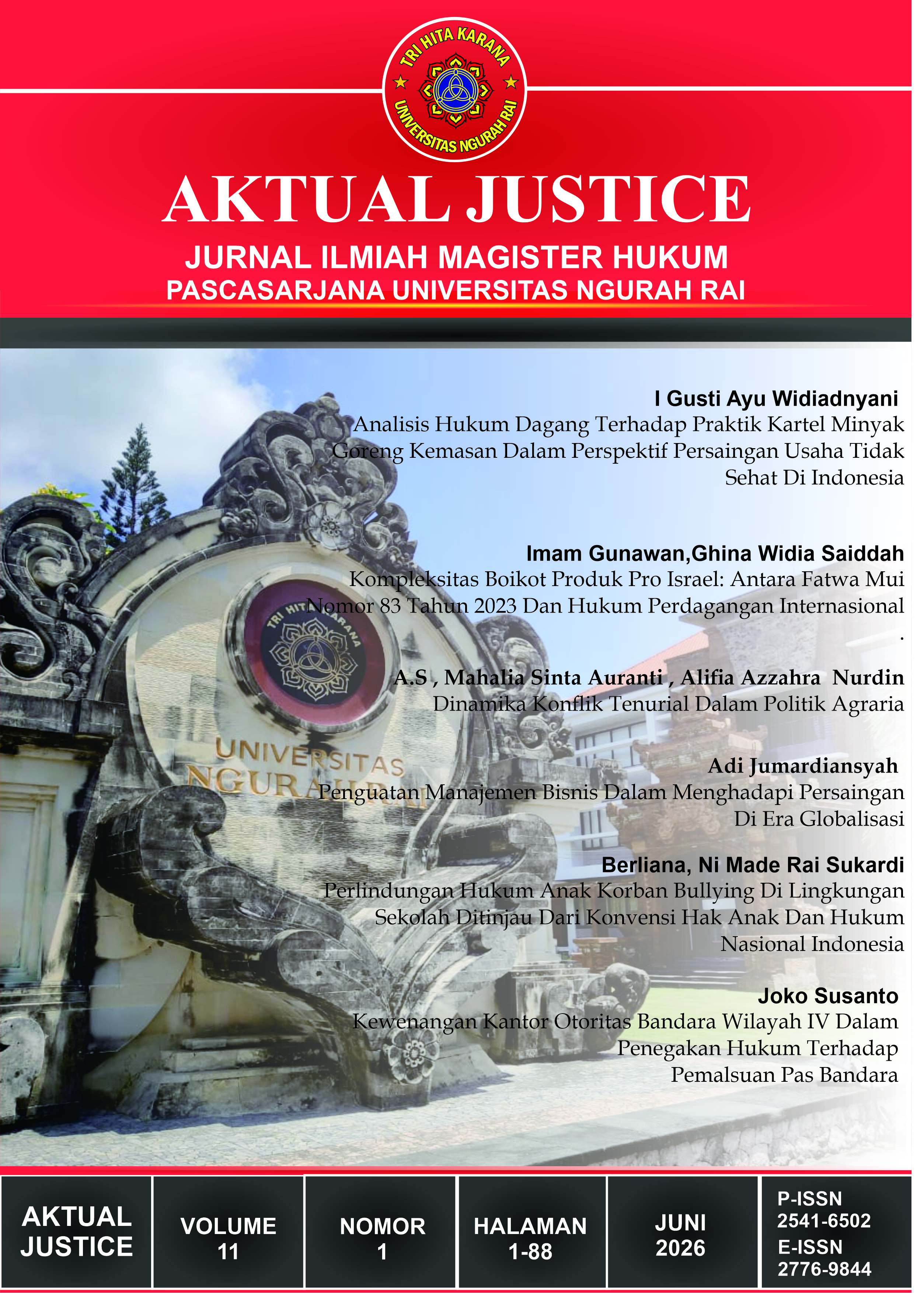 					View Vol. 11 No. 1 (2026): Aktual Justice
				